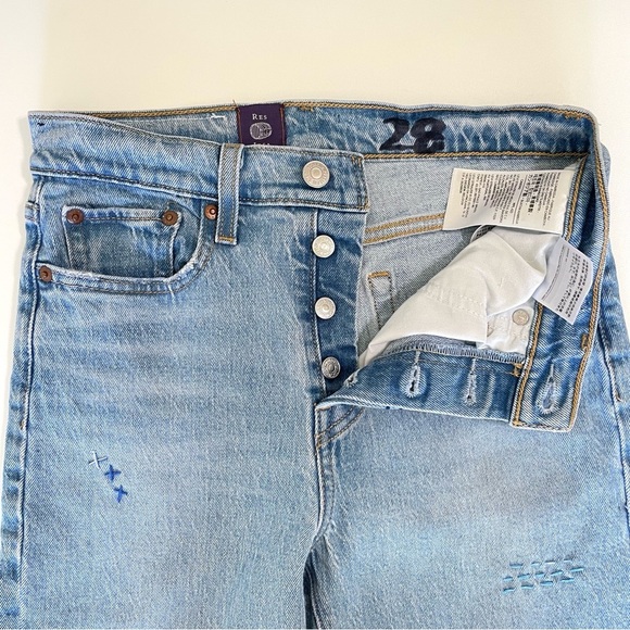 Res Ipsa Custom Levi’s Jeans Wedgie Straight Ankle High Waist Tango Light 25 - Picture 6 of 16